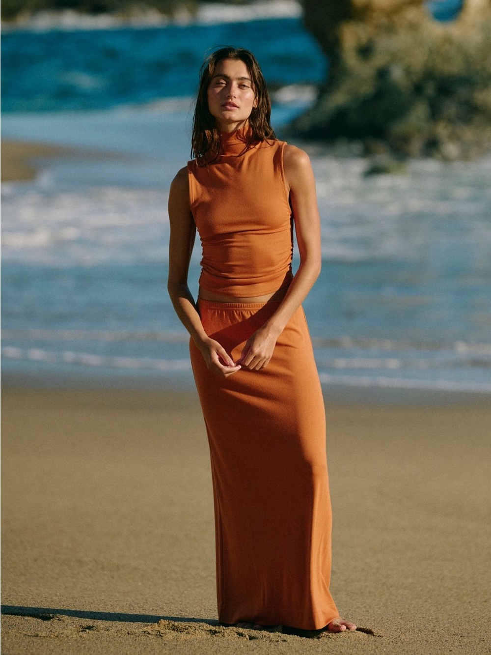 NWT Free People Good Feels Set in Desert Sunrise (Burnt Orange)